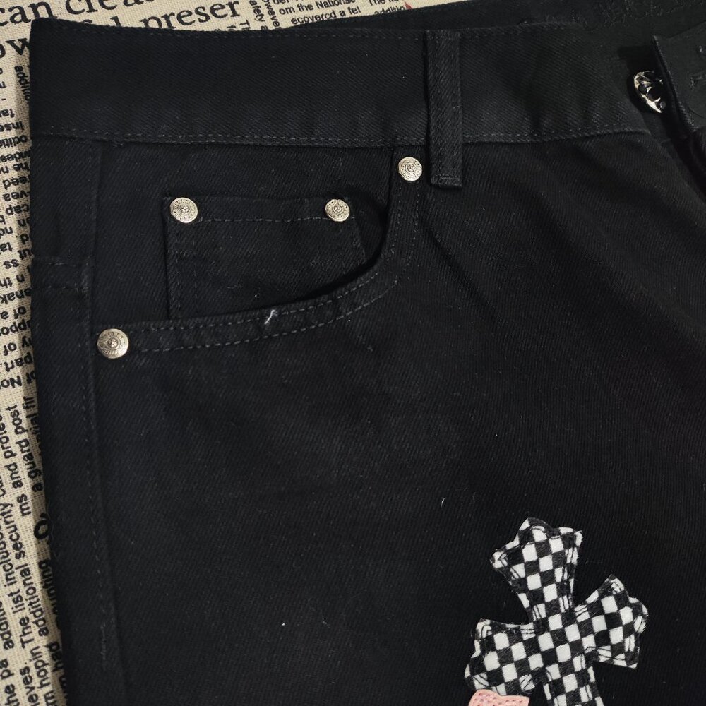 Chrome Hearts Cross Patch Embellished Wide-Leg Jeans - Picture 3 of 11